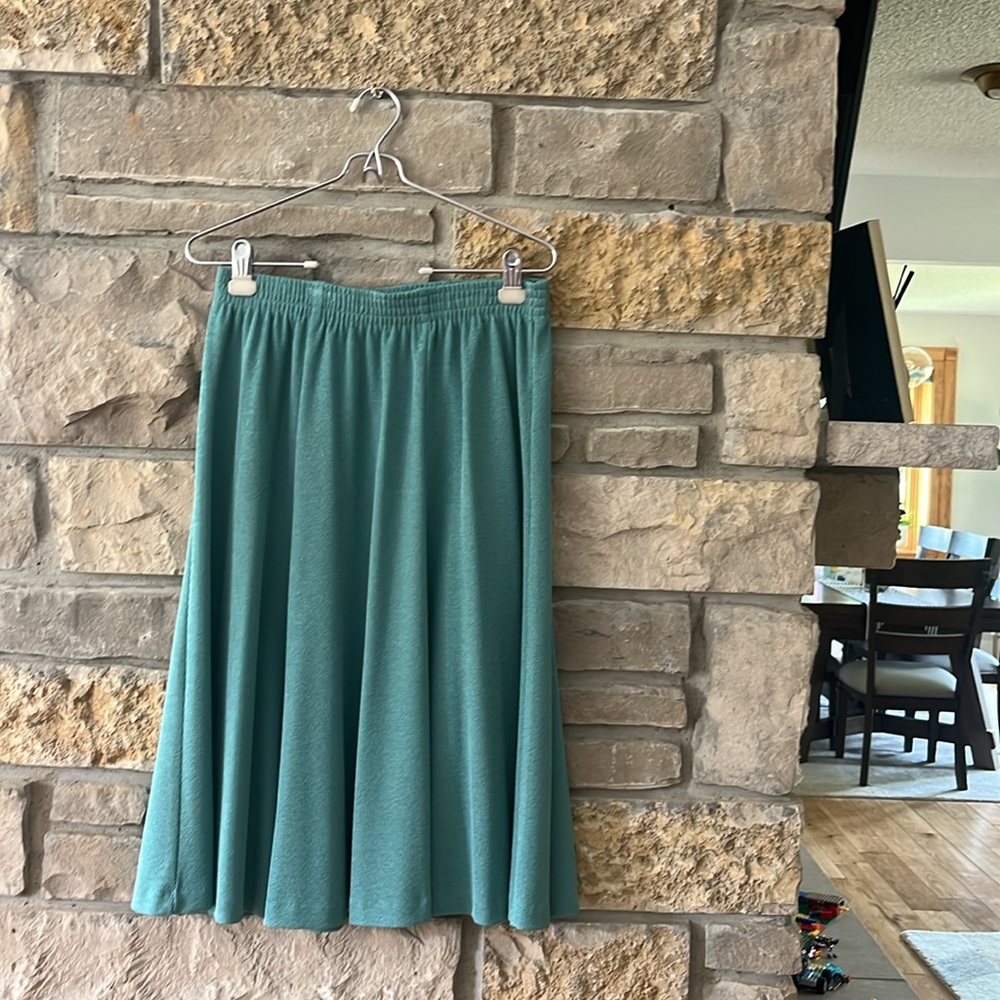 Alfred Dunner Teal Blue Midi A-Line Skirt Size 14P